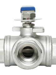 Load image into Gallery viewer, 3-Way Ball Valve, T Mounting Pad, Stainless Steel 304 Female Type with Vinyl Locking Handle