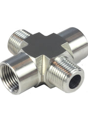 Load image into Gallery viewer, NPT Thread Pipe Fitting 4 Way Cross (M x F x M x F) Stainless Steel 304
