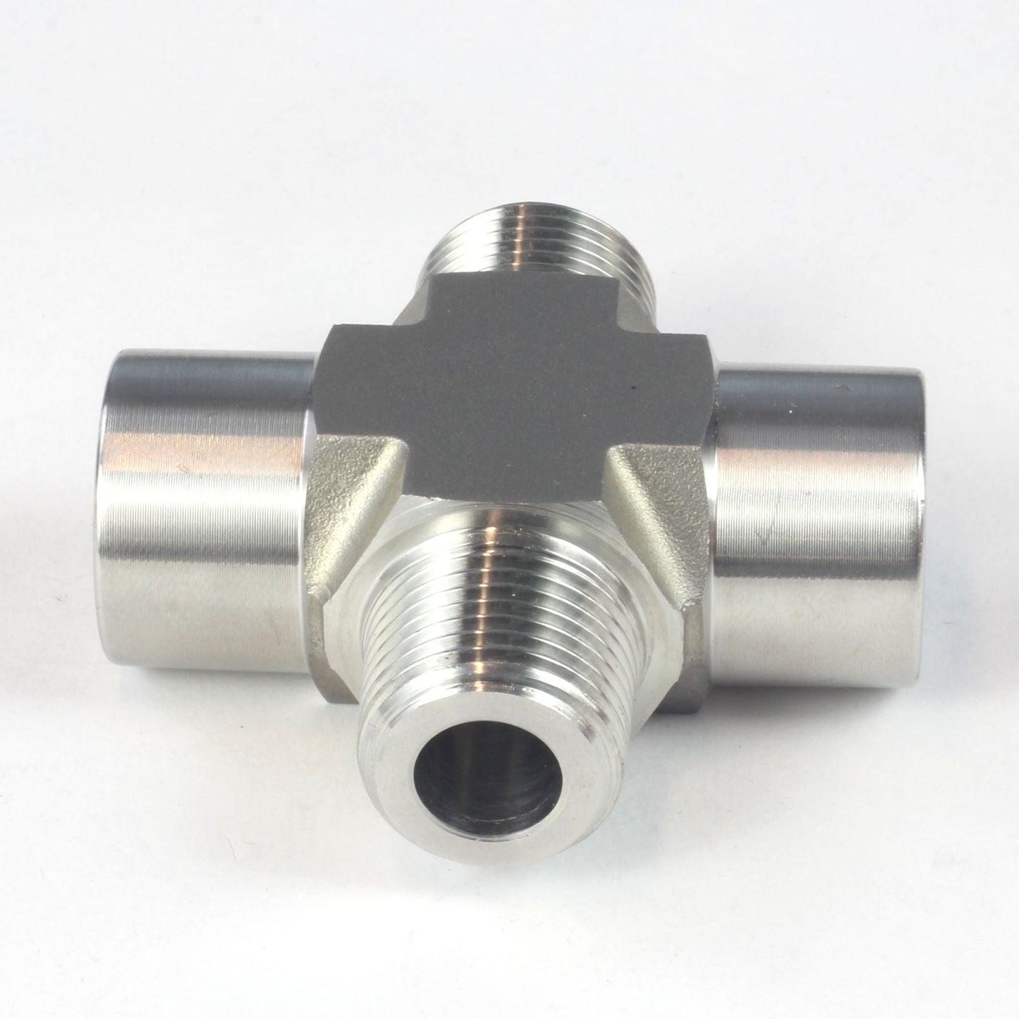 NPT Thread Pipe Fitting 4 Way Cross (M x F x M x F) Stainless Steel 304