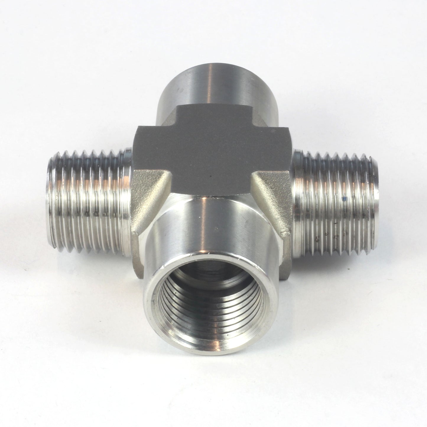 NPT Thread Pipe Fitting 4 Way Cross (M x F x M x F) Stainless Steel 304