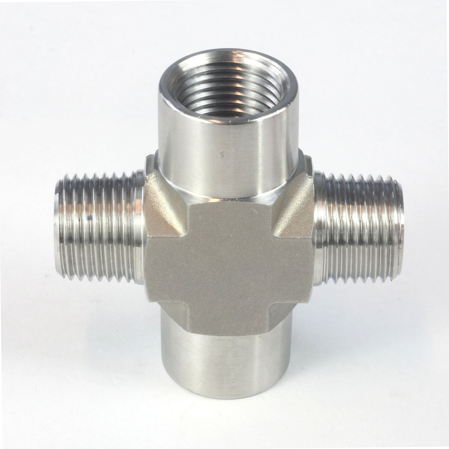 NPT Thread Pipe Fitting 4 Way Cross (M x F x M x F) Stainless Steel 304