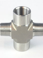 Load image into Gallery viewer, NPT Thread Pipe Fitting 4 Way Cross (M x F x M x F) Stainless Steel 304

