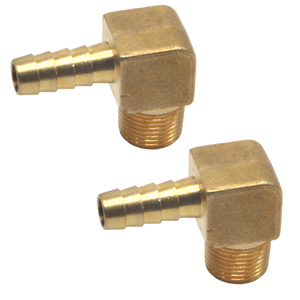 2Pcs Brass 90 Degree Elbow Adaptor - 3/8" Male NPT to Barb 1/4" (0.4IN /10.4MM)