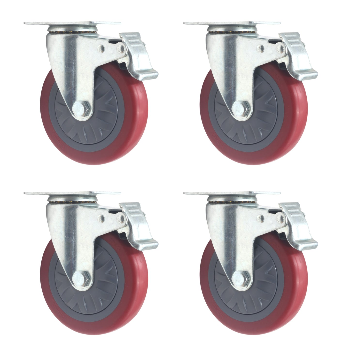 5-Inch Swivel Plate Caster Wheels Set of 4 with 1500lbs Loads Capacity