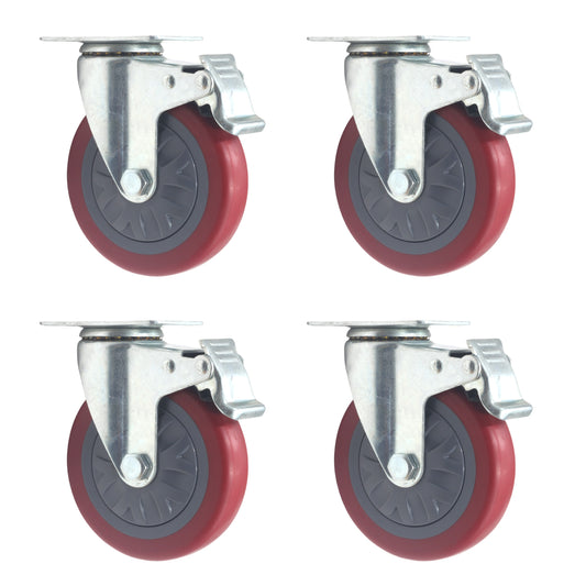 5-Inch Swivel Plate Caster Wheels Set of 4 with 1500lbs Loads Capacity