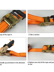 Load image into Gallery viewer, 4PC 1-1/2&quot;x15 ft Heavy Duty Ratchet Cargo Tie Down Straps 3000lbs J-Hooks

