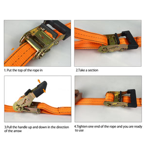 4PC 1-1/2"x15 ft Heavy Duty Ratchet Cargo Tie Down Straps 3000lbs J-Hooks