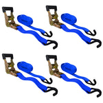 Load image into Gallery viewer, 4PC 1-1/2"X 15ft Heavy Duty Ratchet Cargo Tie Down Straps 3000lbs J-Hooks
