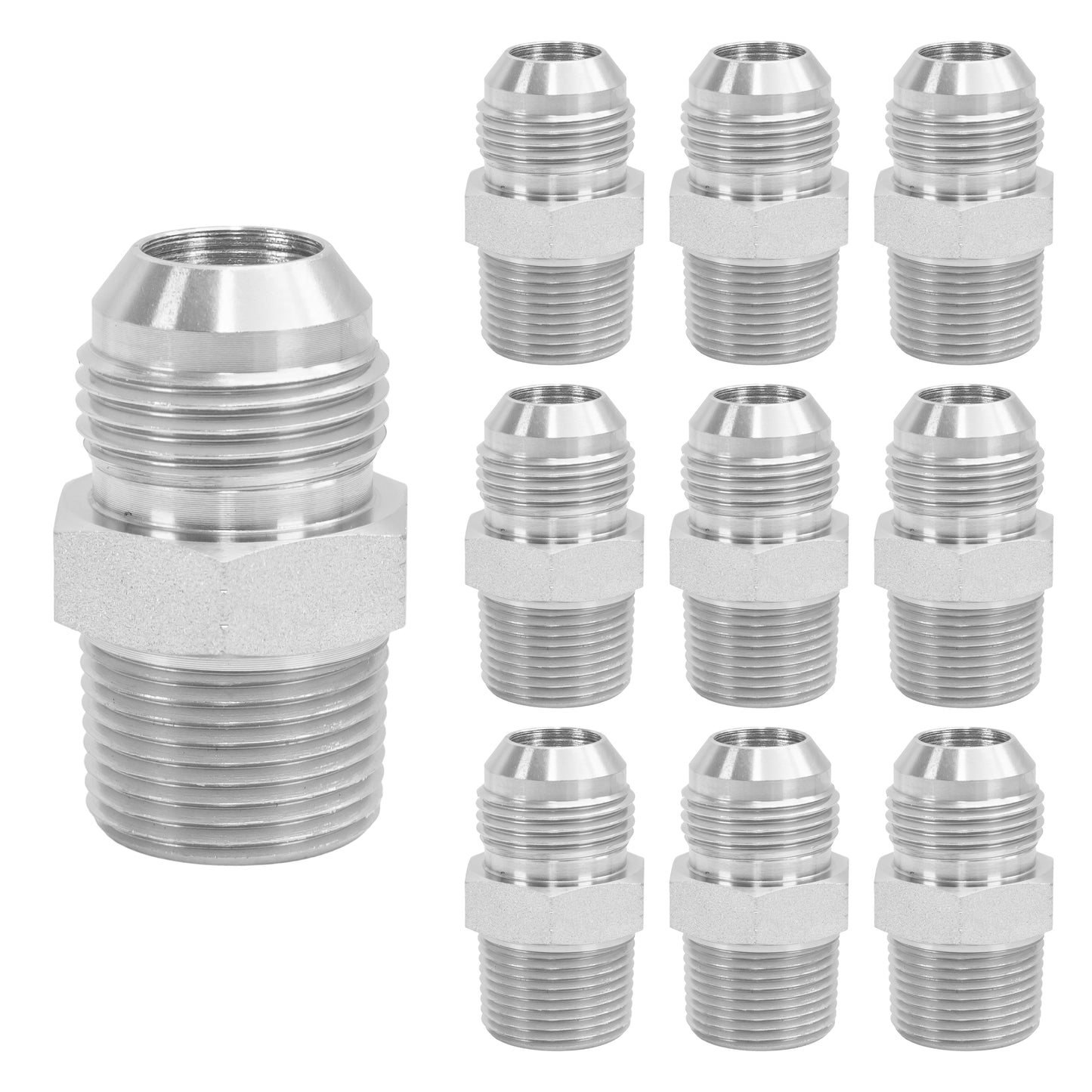 10PCS 3/4" NPT Male to 3/4" JIC Male Flared Tube Fitting Carbon Steel