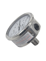 Load image into Gallery viewer, HFS -30 HG-160 PSI, 2.5&quot; Diameter Vacuum Air Pressure Gauge (316 Stainless Steel) Back mount Oil filled
