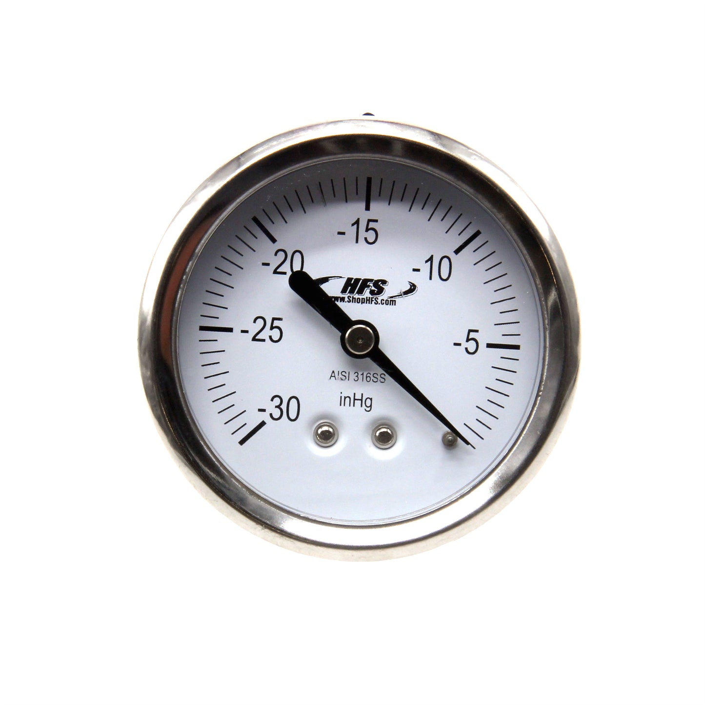 HFS 2.5" Dry Utility Vacuum Gauge 1/4" NPT Center Mount; -30HG/0PSI Back Mount
