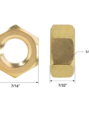 Load image into Gallery viewer, Thread Hex Nuts 1/4&quot;-20, Solid Brass Hex Nut (50 Pack)
