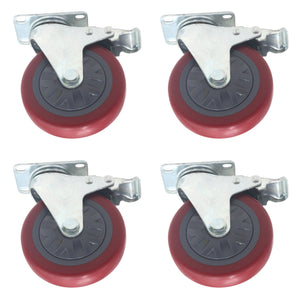 5-Inch Swivel Plate Caster Wheels Set of 4 with 1500lbs Loads Capacity