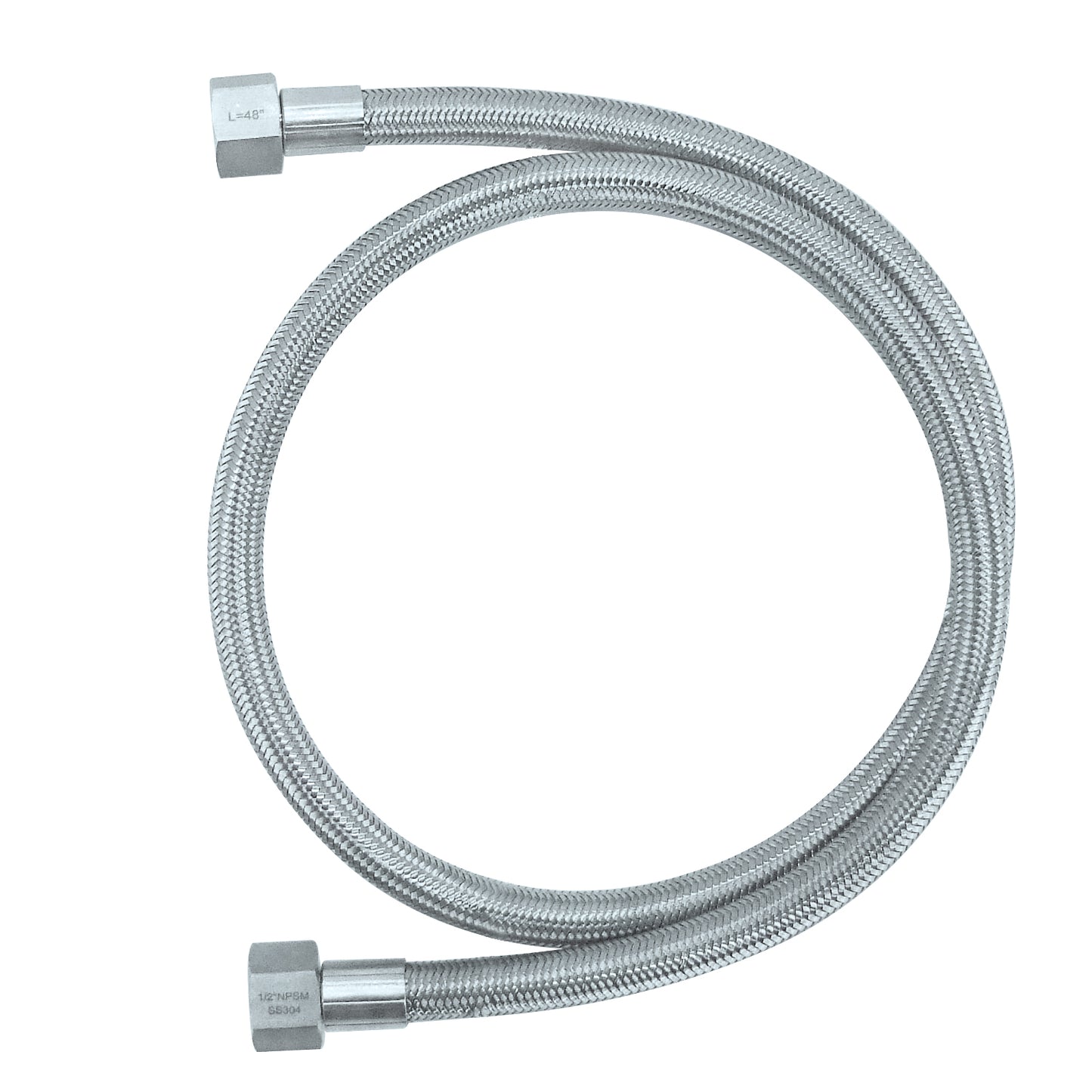 1/2" Female NPT Stainless Braided Hoses, w/ PTFE Liner, - 1500PSI