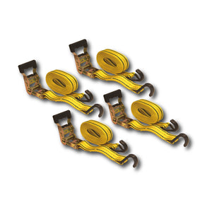 4Pcs 1.5" x 15 Ft. Heavy Duty Ratchet Cargo Tie Down Straps 3000 Lbs J-Hooks