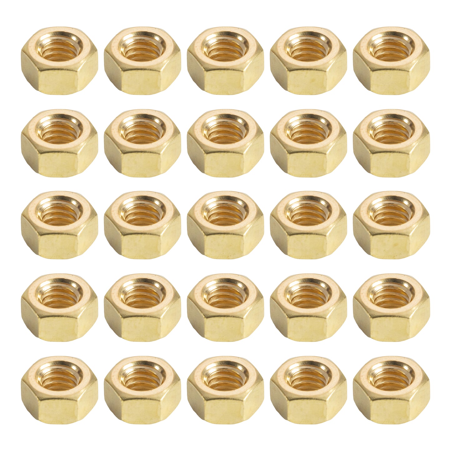 Thread Hex Nuts 5/16"-18, Solid Brass Hex Nut (25 Pack)
