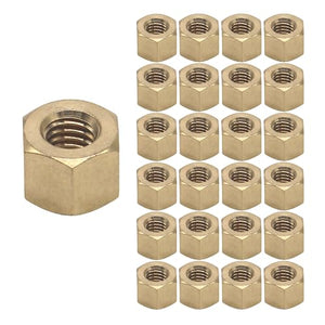 Thread Hex Nuts 3/8"-16, Solid Brass Hex Nut (25PCS/Pack)