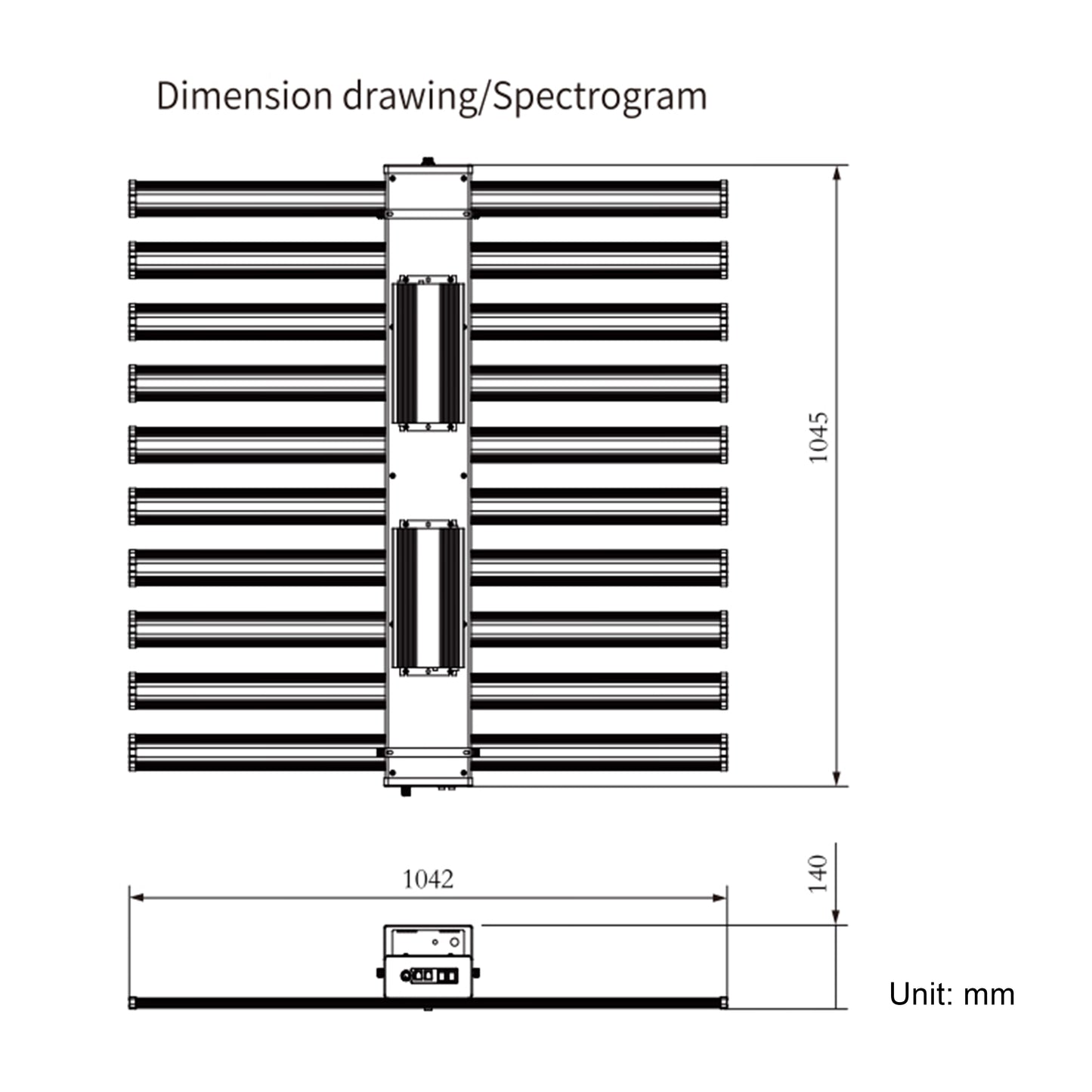 LED Grow Light IR Full Spectrum Panel 980W 10 Light Bar