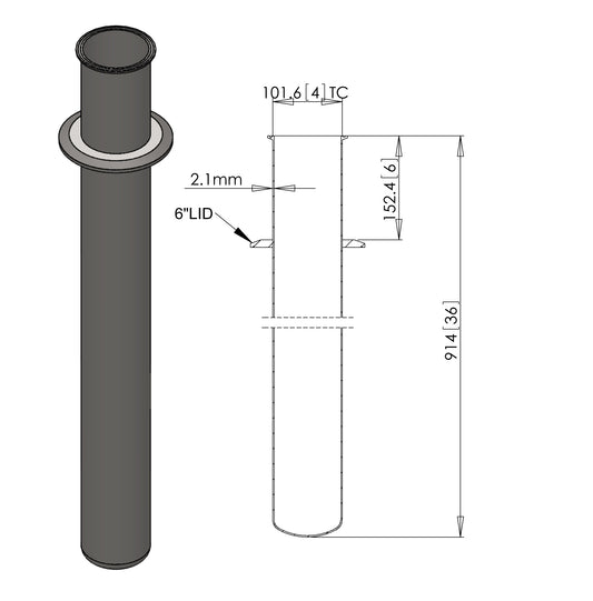 4'' x 36'' end cap Spool with 6'' lid