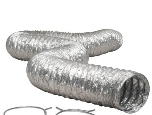 Non-Insulated Ducting Aluminum Foil Vent With 2 Clamps, 25-Feet 6-Inch