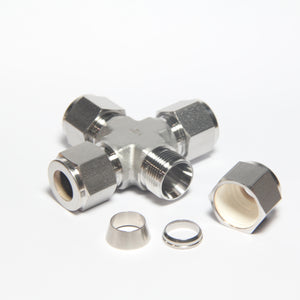 Compression Tube Fitting 4 Way Cross 1/2" Tube OD Stainless Steel 316