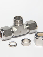 Load image into Gallery viewer, Compression Fitting Tee 1/2&quot; x 1/2&quot; x 1/2&quot; Tube OD Stainless Steel 316

