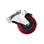 Load image into Gallery viewer, 4&quot; Caster Wheels, Swivel Plate Stem Brake, Red Polyurethane, Set of 4
