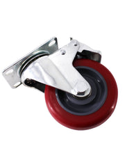 Load image into Gallery viewer, 4&quot; Caster Wheels, Swivel Plate Stem Brake, Red Polyurethane, Set of 4
