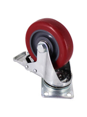 Load image into Gallery viewer, 4&quot; Caster Wheels, Swivel Plate Stem Brake, Red Polyurethane, Set of 4
