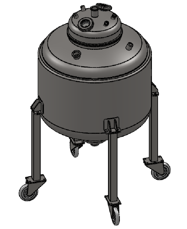 24X24 Bottom Spout Base With Spherical Lid And Jacketed ASME Standard