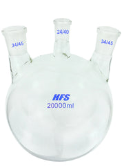 Load image into Gallery viewer, 3 Neck Borosilicate Round Bottom Flasks - 3 port 34/45, 24/40, 34/45

