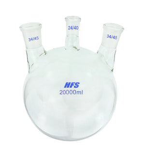 3 Neck Borosilicate Round Bottom Flasks - 3 port 34/45, 24/40, 34/45