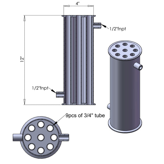 Tri-Clamp Tube In Shell Heat Exchanger Condenser Dephlegmator Reflux