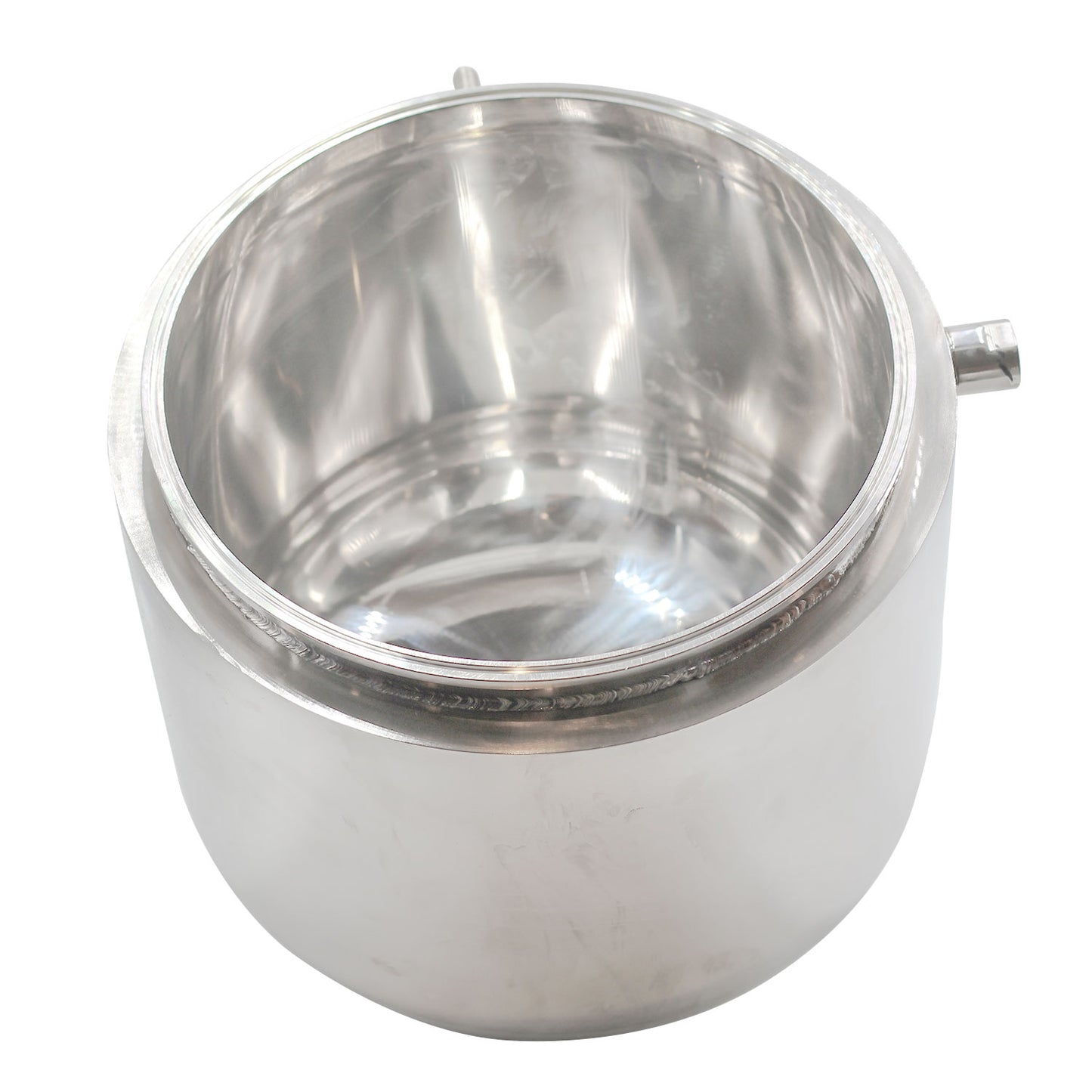 15 L Jacketed Vessel Base Container 12'' Tri Clamp, 8" Tall w/ 1.5" Tri Clamp Round Base