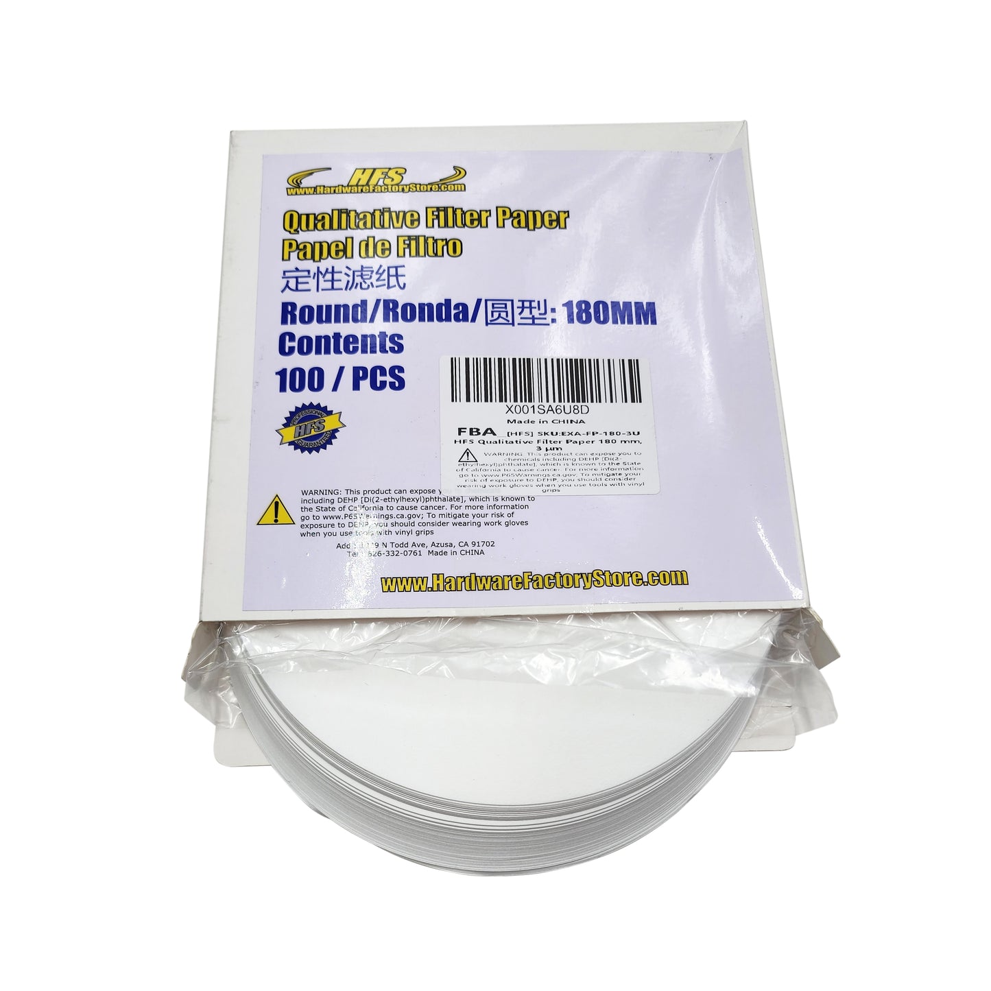 Filter Papers Round 180mm 100PCS Ashless Qualitative Slow to Fast 1um-20um