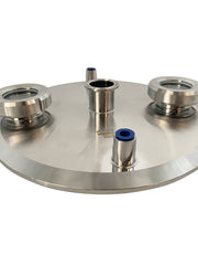 Load image into Gallery viewer, Extraction Flat Lid w/ 12&quot; x 1.5&quot; Tri Clamp, 2 x 1/4&quot; NPT female, 2 x 2&quot; Sight Glass
