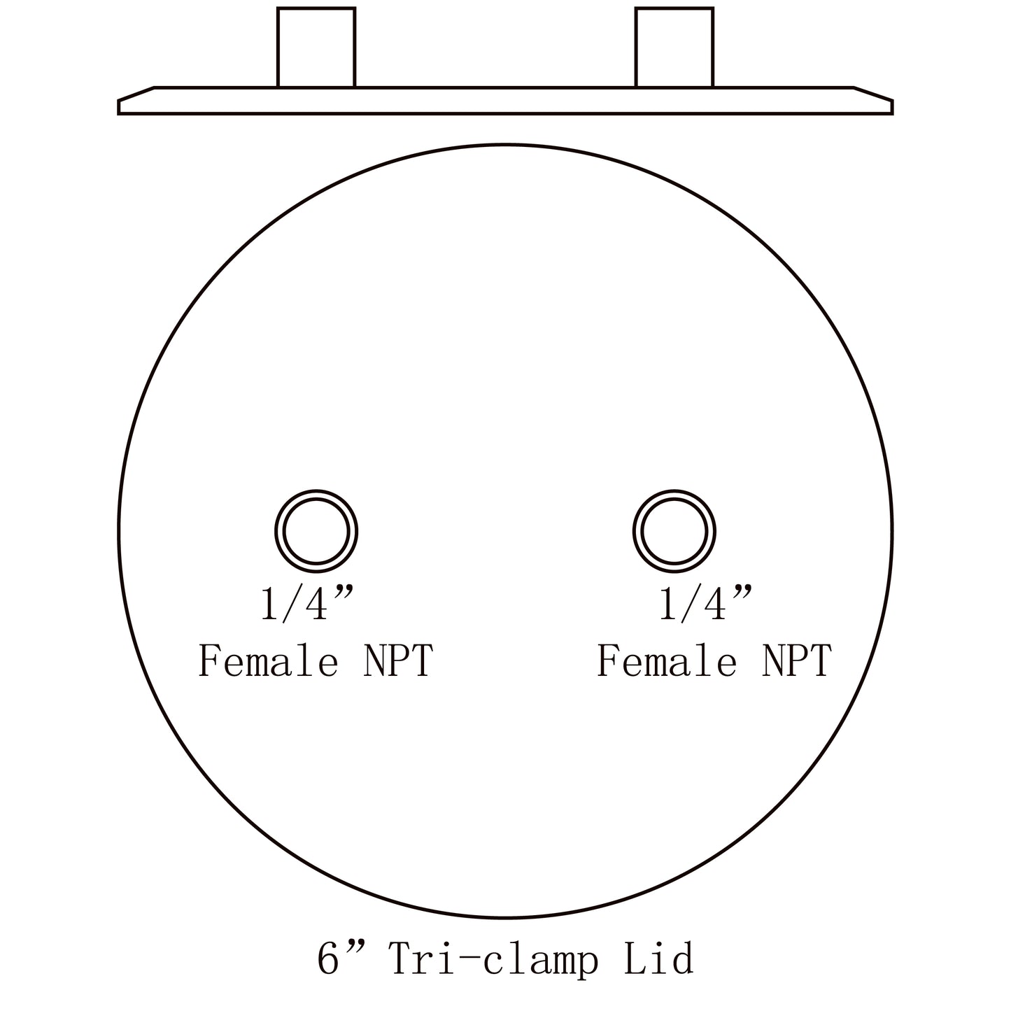 Extraction Tank Lid Tri Clamp 6" w/ (2) 1/4" FNPT