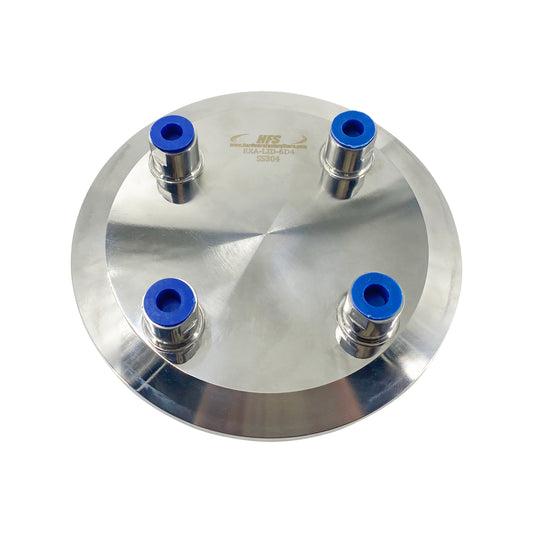 Extraction Tank Lid Tri Clamp 6" w/ (4) 1/4" FNPT