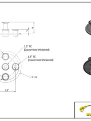 Load image into Gallery viewer, 8&quot; Tri Clamp Flat Lid w/ (5) 1.5&quot;TC
