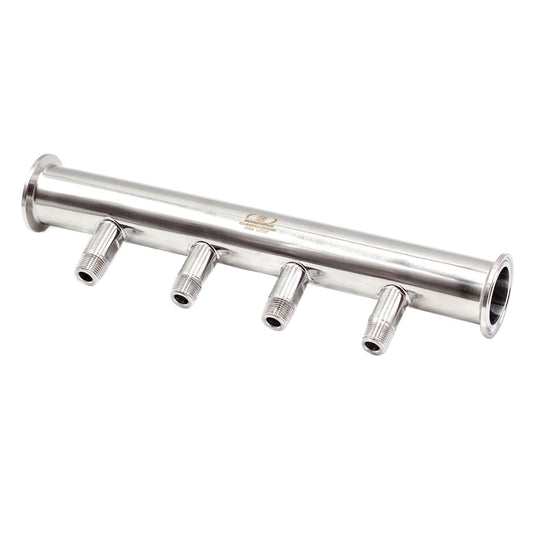 1.5" Tri Clamp To NPT Four-Way Manifold (4)1/2" NPT Male SS304