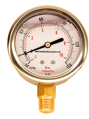 Load image into Gallery viewer, Dual Scale Vacuum Pressure Gauge, 2.5&quot;, -30 HG-150 PSI
