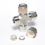 Load image into Gallery viewer, Compression Tube Fitting 4 Way Cross 1/2&quot; Tube OD Stainless Steel 316
