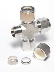 Load image into Gallery viewer, Compression Tube Fitting 4 Way Cross 1/2&quot; Tube OD Stainless Steel 316
