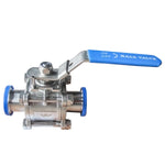 Load image into Gallery viewer, Three Piece Ball Valve Tri Clamp PTFE Lines Stainless Steel 304
